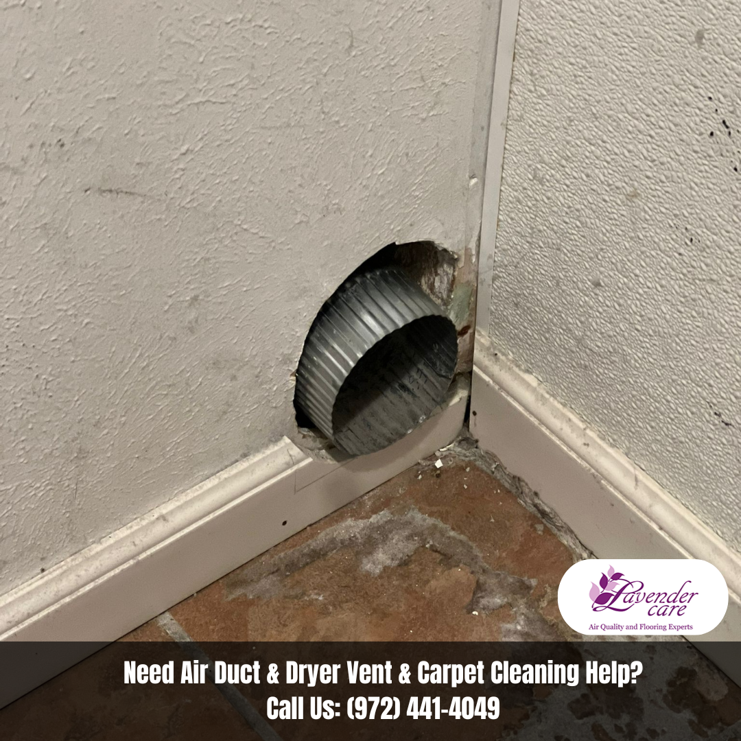 Exposed air duct with Lavender Care cleaning ad.